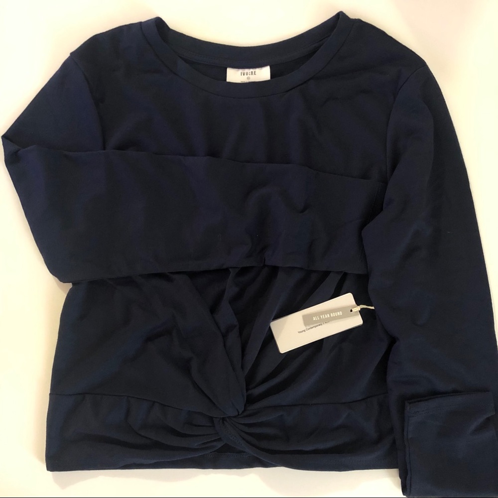 Ivoire Front Knot Long Sleeve Top - XL